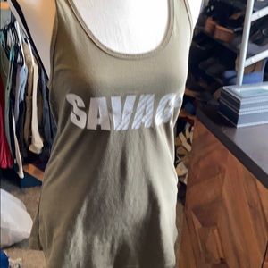 Army green savage tank top